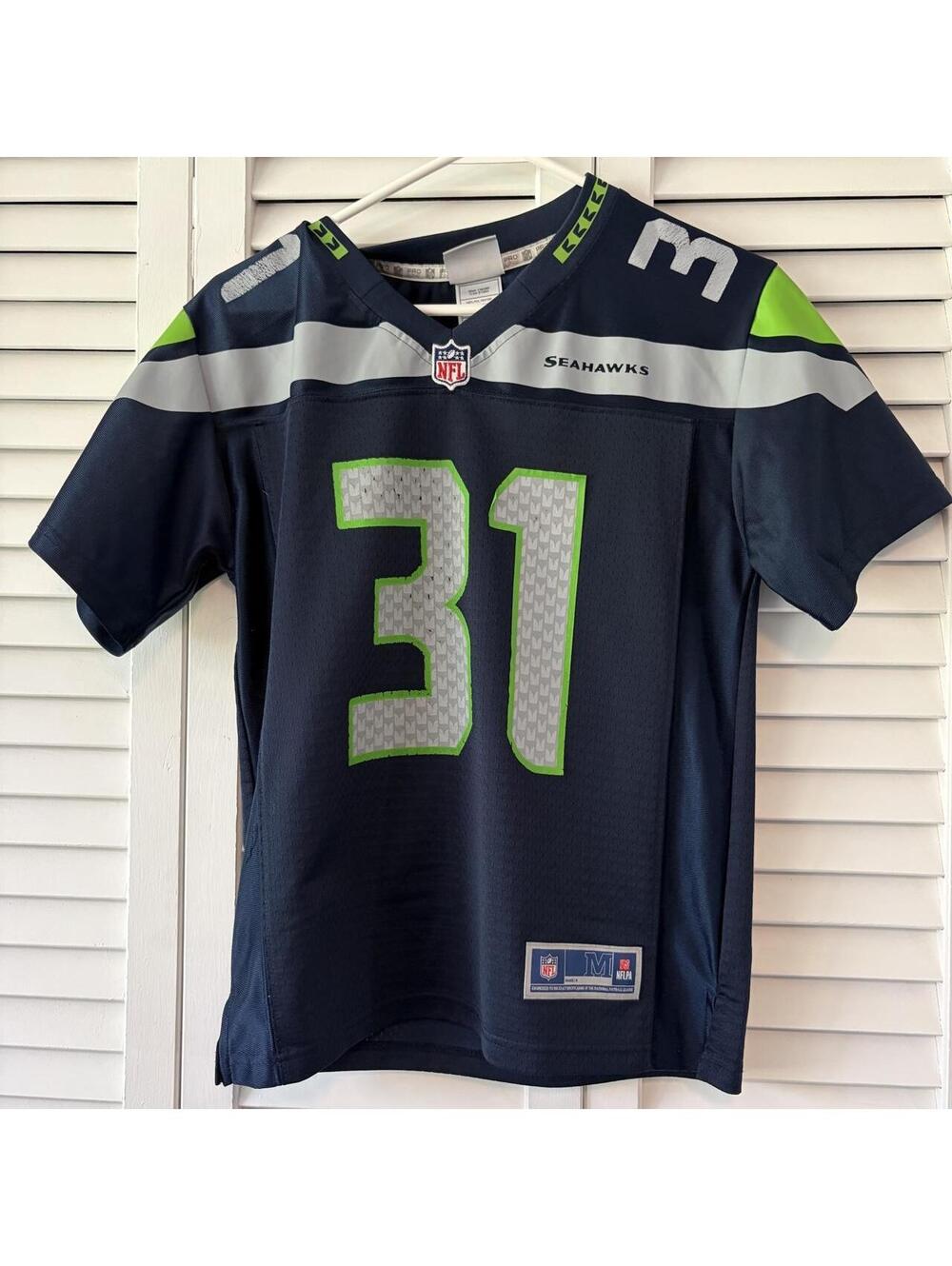 NFL Men's Seahawks Navy and Blue Jersey